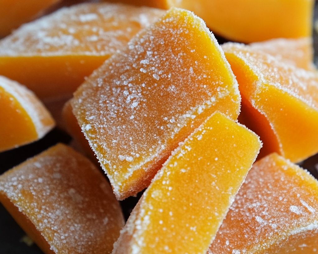 photo of frozen slices of pumpkin